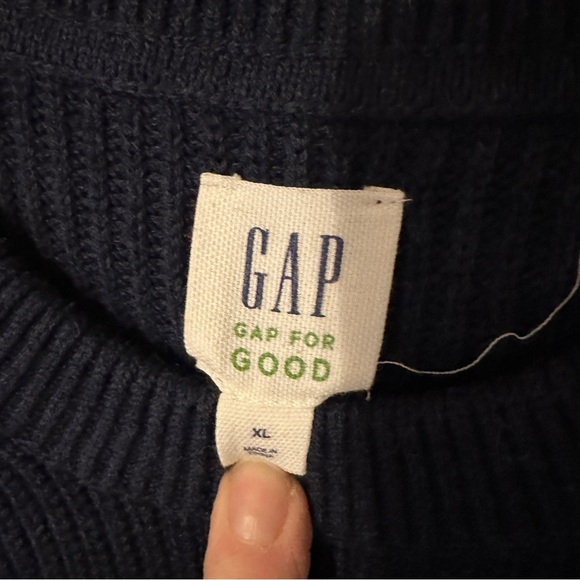 GAP FOR GOOD Men’s Knit Navy blue Sweater Crewneck XL Cotton - Picture 4 of 10